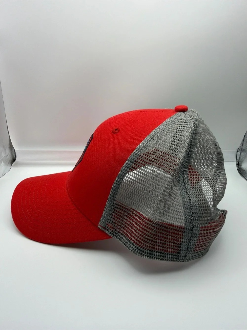 Patagonia Red Front with Gray Mesh Patch Trucker Hat